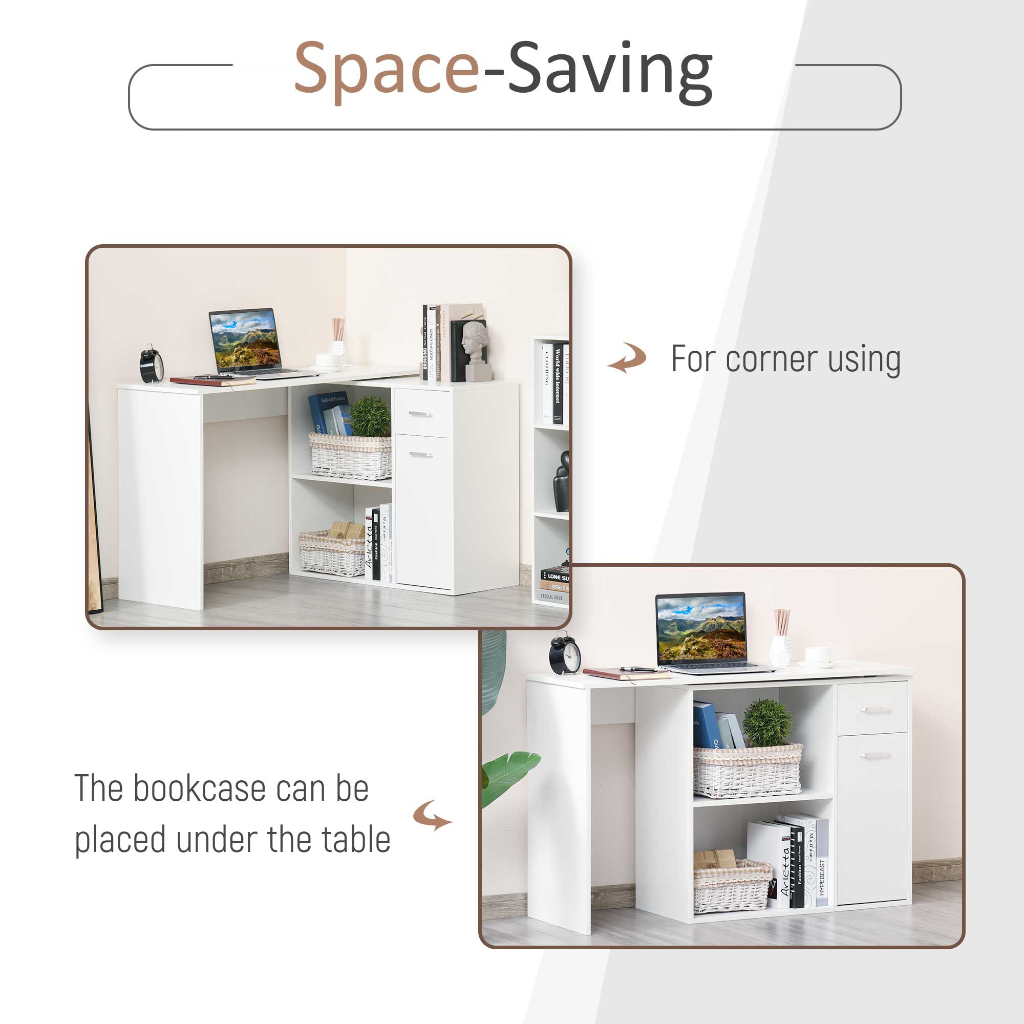 180° Rotating Home Office Corner Desk Storage Shelf Cabinet Black