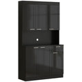 71" Kitchen Pantry Storage Cabinet, Storage Buffet with Hutch, Adjustable Shelves for Living Room, High Gloss Black