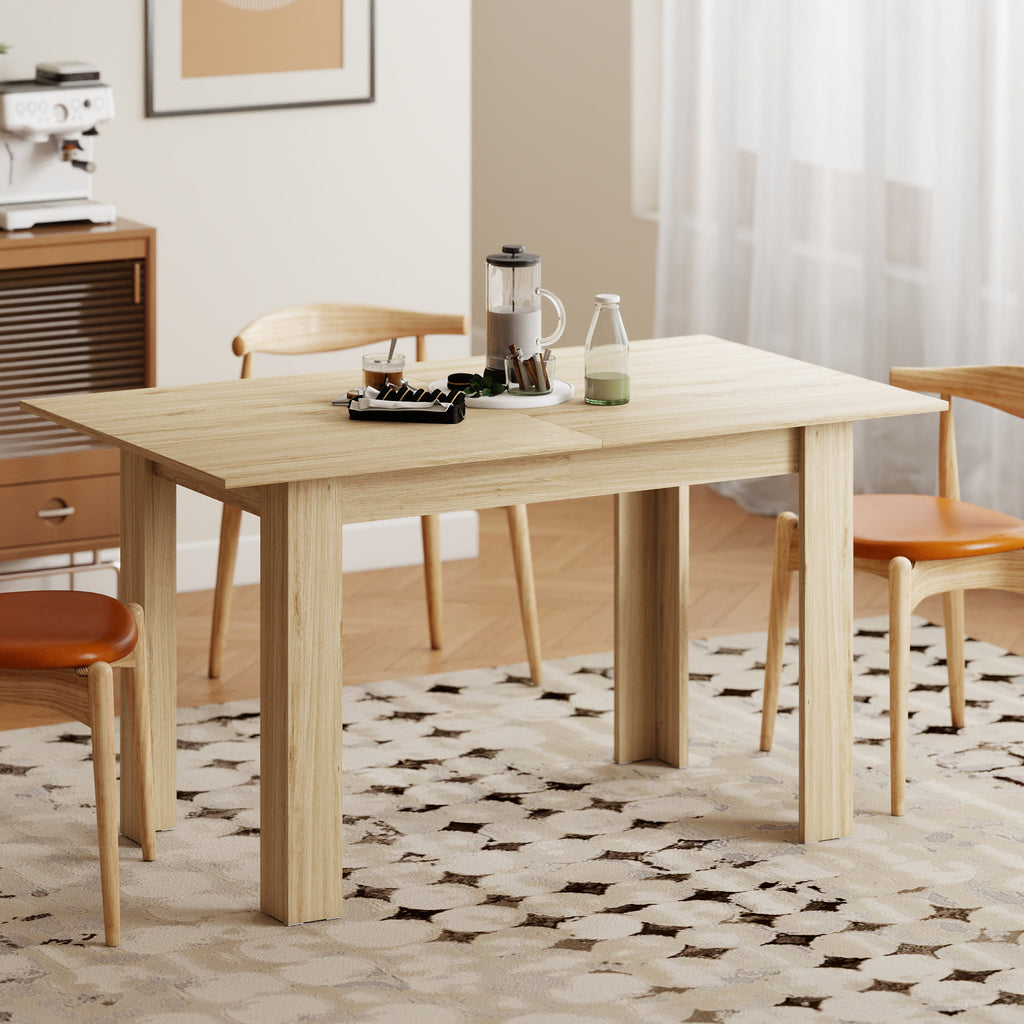 Modern Extendable Dining Table, 55.1 x 31.5 in, for 6-8 People, Expandable Dining Table for Kitchen, Natural Wood
