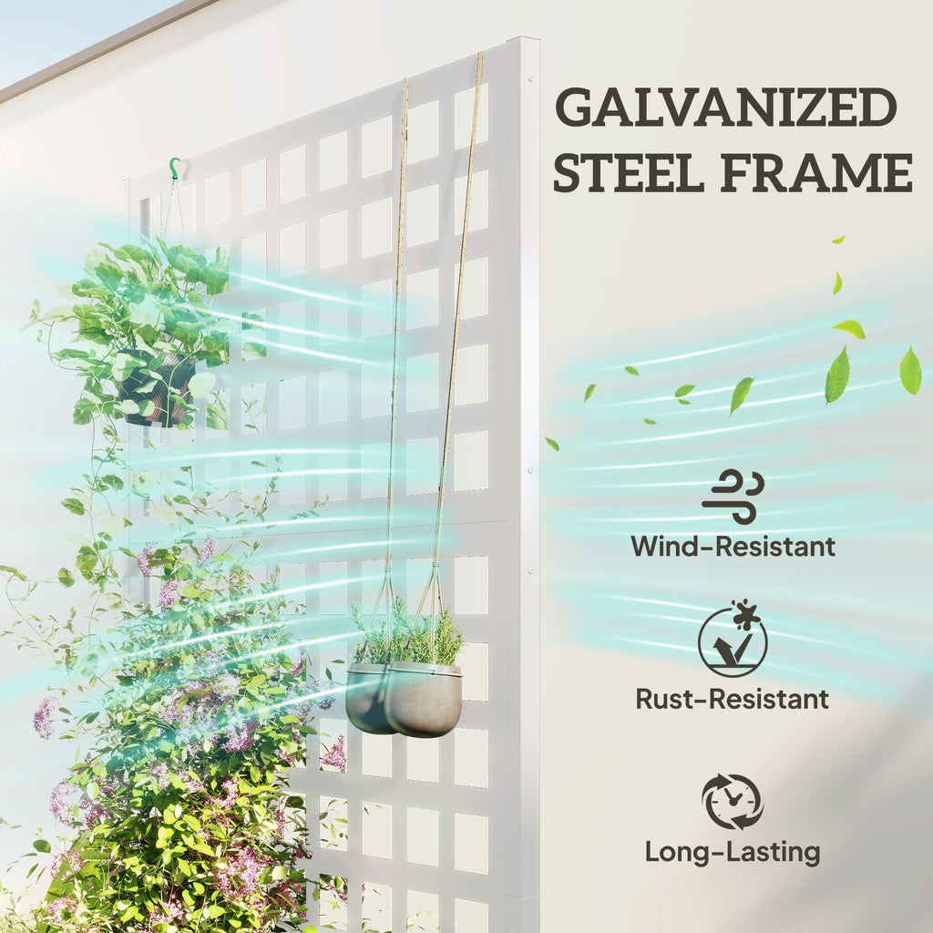 Galvanized Raised Garden Bed Planter Box with Trellis for Climbing Plants, Vegetable, Vines, 35" x 16" x 70", Black