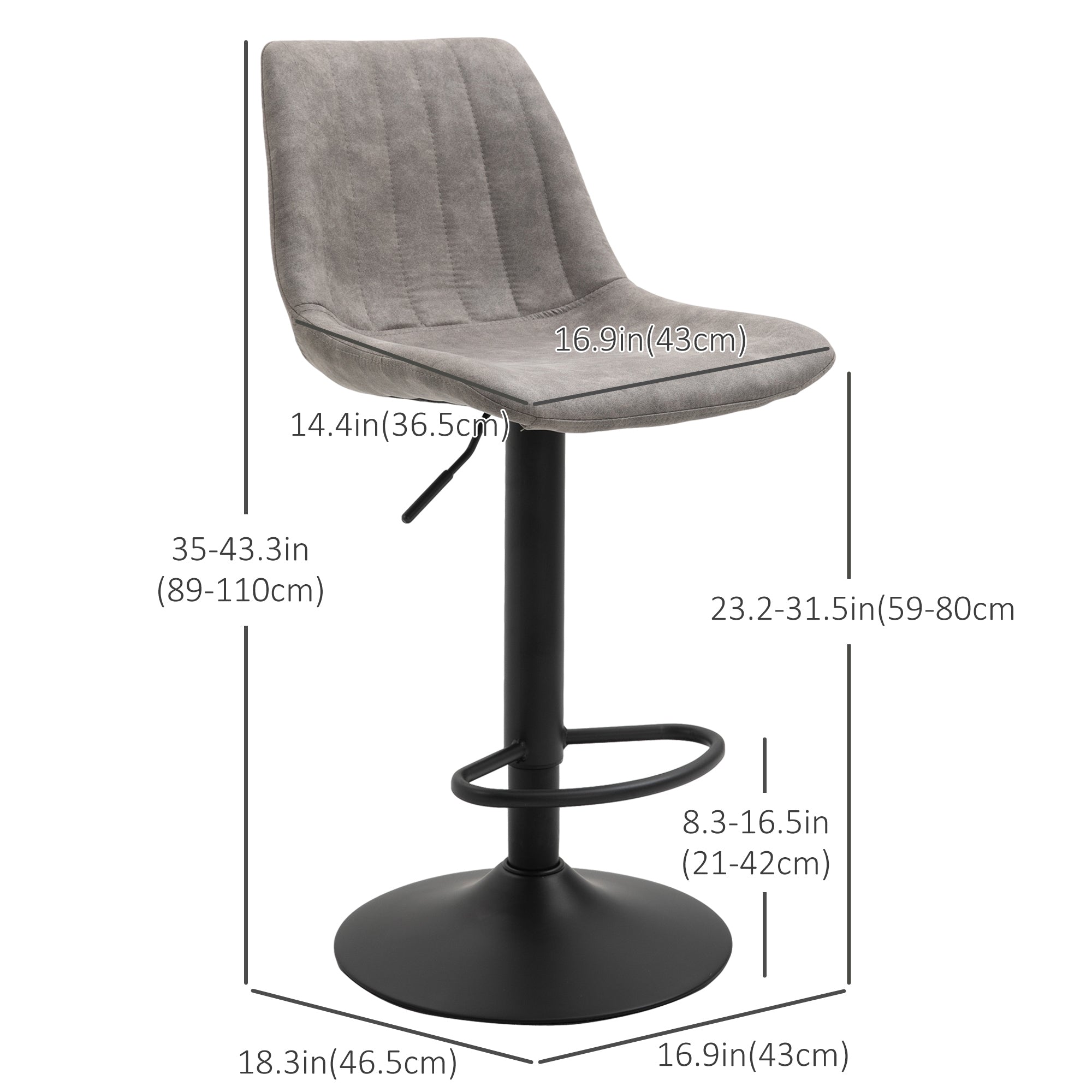 Adjustable Bar Stools Set of 2, Leathaire Swivel Barstools with Back and Footrest, Upholstered Bar Chairs for Kitchen, Dining Room, Home Pub, Brown
