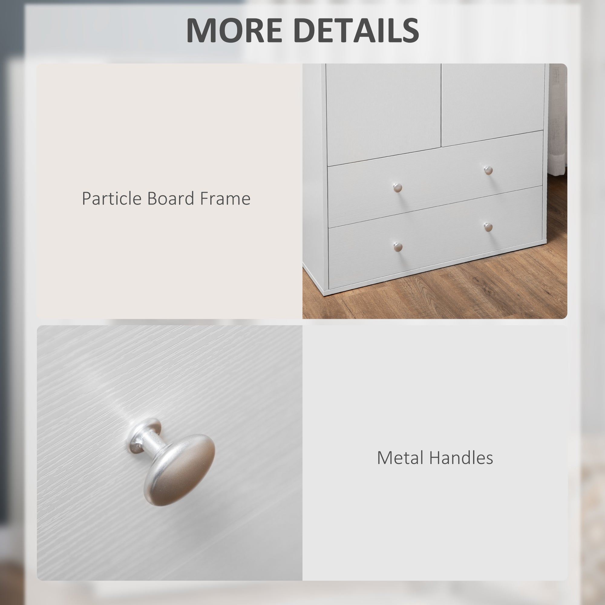 Armoire Wardrobe Closet with 2 Drawers, 71" Tall Wardrobe Cabinet with Hanging Rod, 2 Door Bedroom Armoires, Modern Clothing Storage Cabinet for Bedroom, White