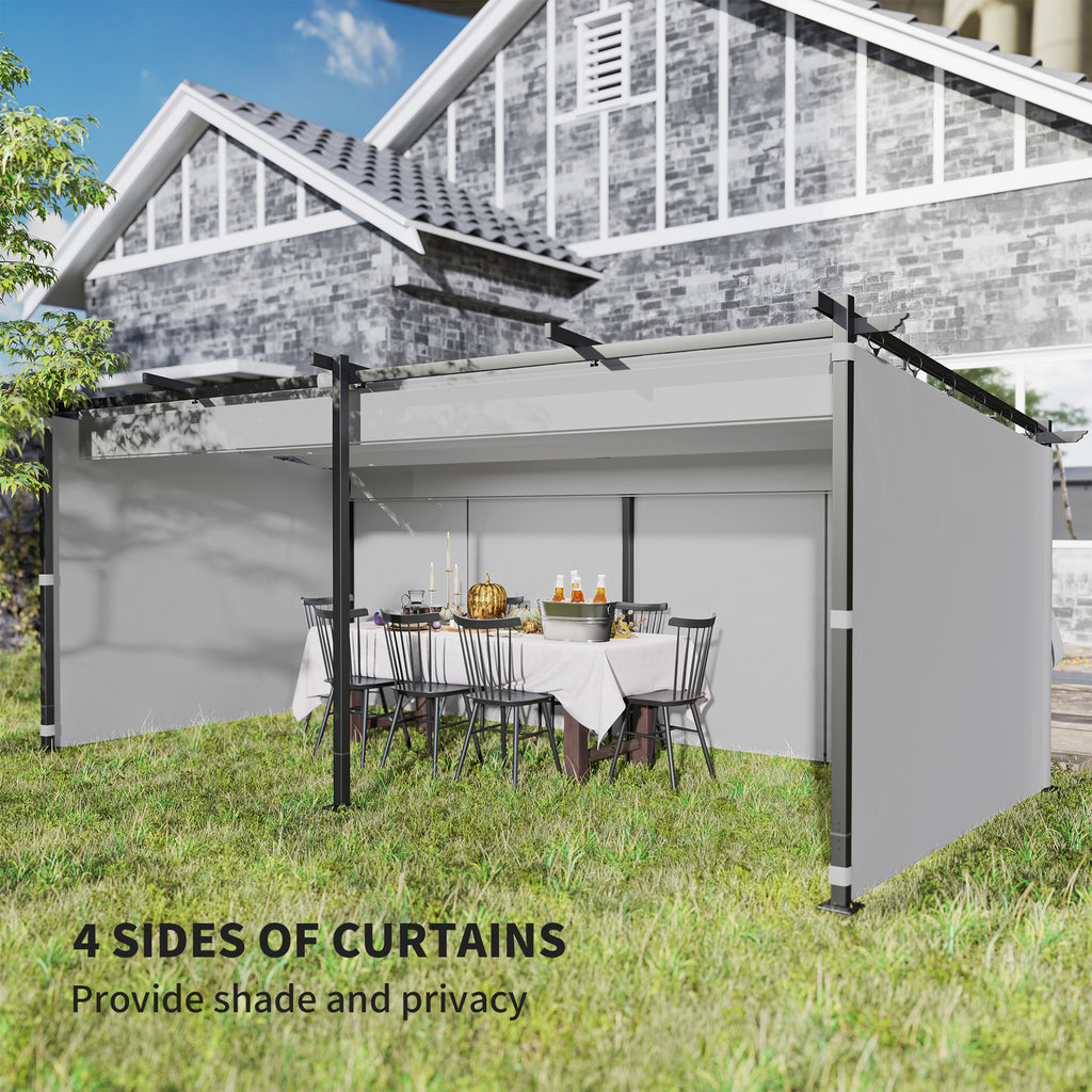 10' x 20' Metal Retractable Pergola Canopy with Sidewalls, Outdoor Gazebo UPF30+ Sun Shade Shelter for Garden, Deck
