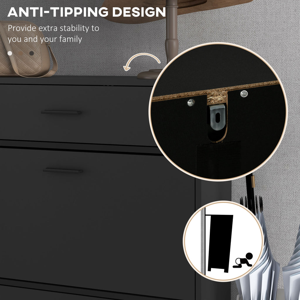 Modern Shoe Cabinet Storage 12 Pair Shoe Organizer with 2 Flip Doors Drawer and Adjustable Shelf White
