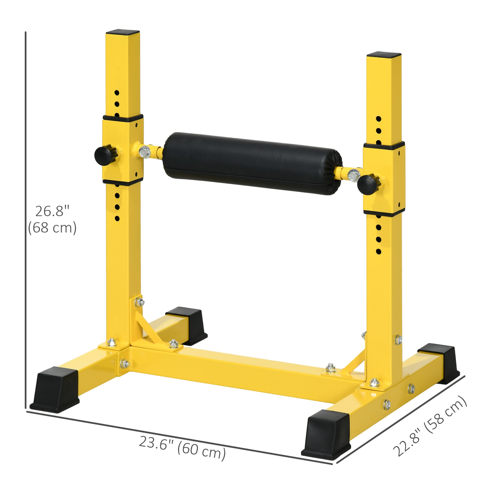 Soozier Bulgarian Split Squat Stand, 12-Level Adjustable Single Leg Squat Stand for Lower Body Strength Training, Yellow