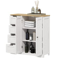 Freestanding Bathroom Floor Cabinet, Modern Bathroom Cabinet with Adjustable Shelf, 4 Drawers and 2 Doors, White