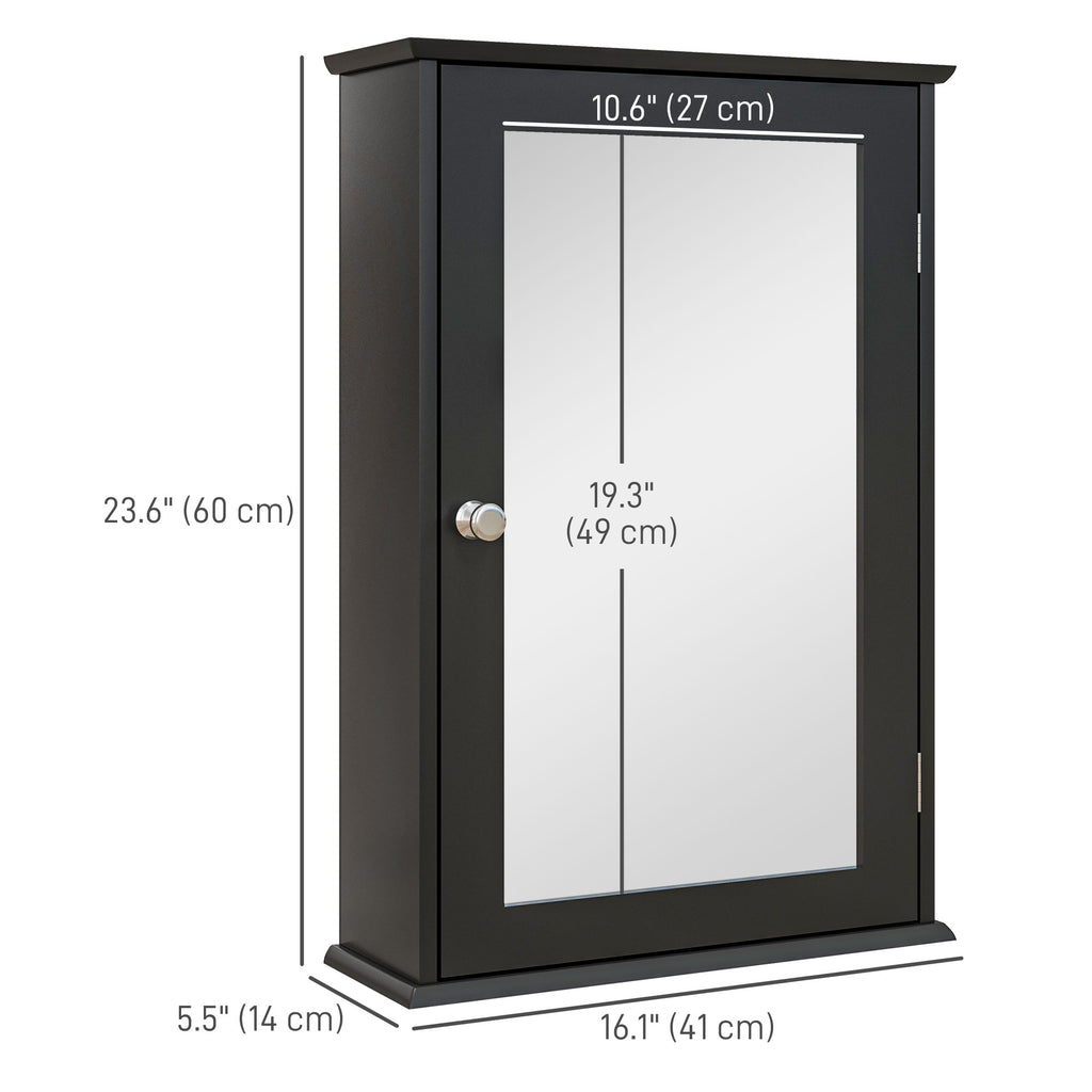 Bathroom Mirror Cabinet, Wall Mounted Medicine Cabinet with Door and Shelves, White