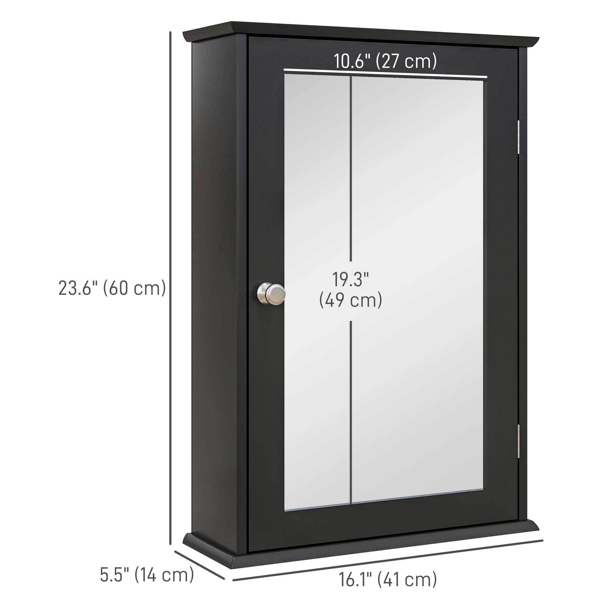 Bathroom Mirror Cabinet, Wall Mounted Medicine Cabinet with Door and Shelves, White