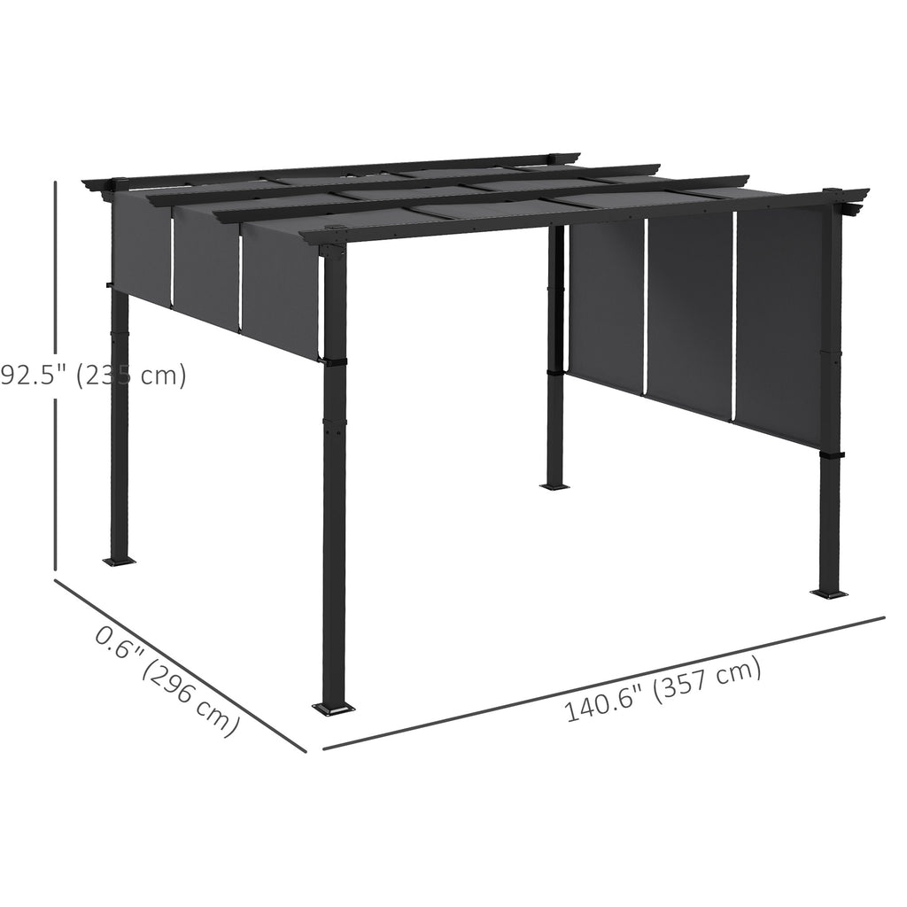 10' x 12' Metal Pergola, Outdoor Pergola with Retractable Canopy, for Garden, Patio, Backyard, Deck