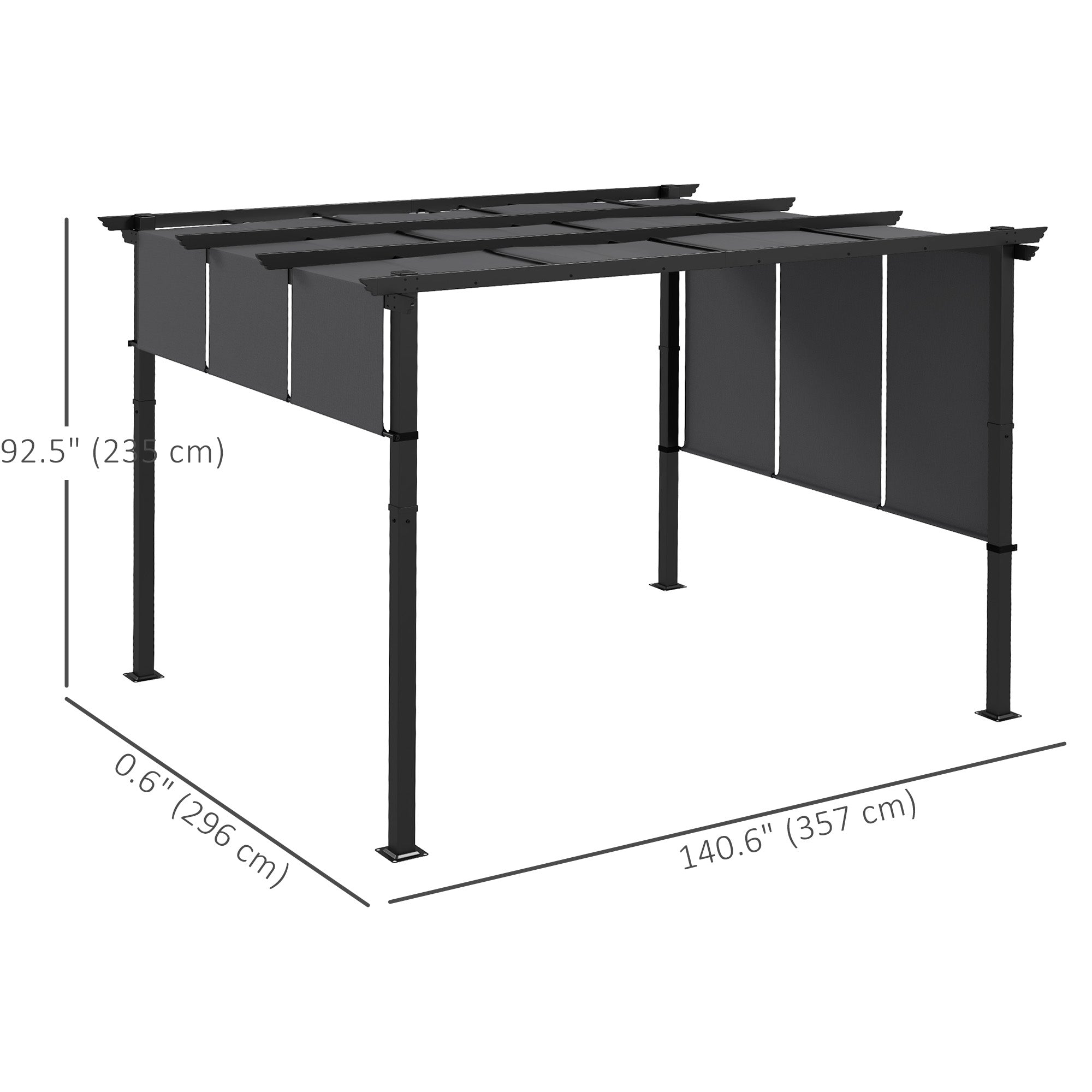 10' x 12' Metal Pergola, Outdoor Pergola with Retractable Canopy, for Garden, Patio, Backyard, Deck