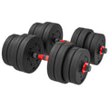 Soozier 44lbs 2-in-1 Adjustable Dumbbells Weight Set, Dumbbell Hand Weights Barbell for Body Fitness, Lifting Training for Home, Office, Gym, Black and Red