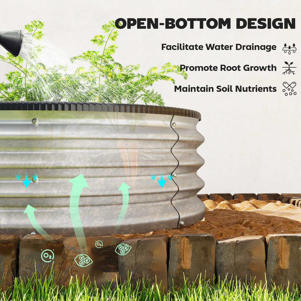 Galvanized Raised Garden Bed, 5 x 3 x 1 ft Modular Metal Garden Beds with Rubber Strip Edging, Silver