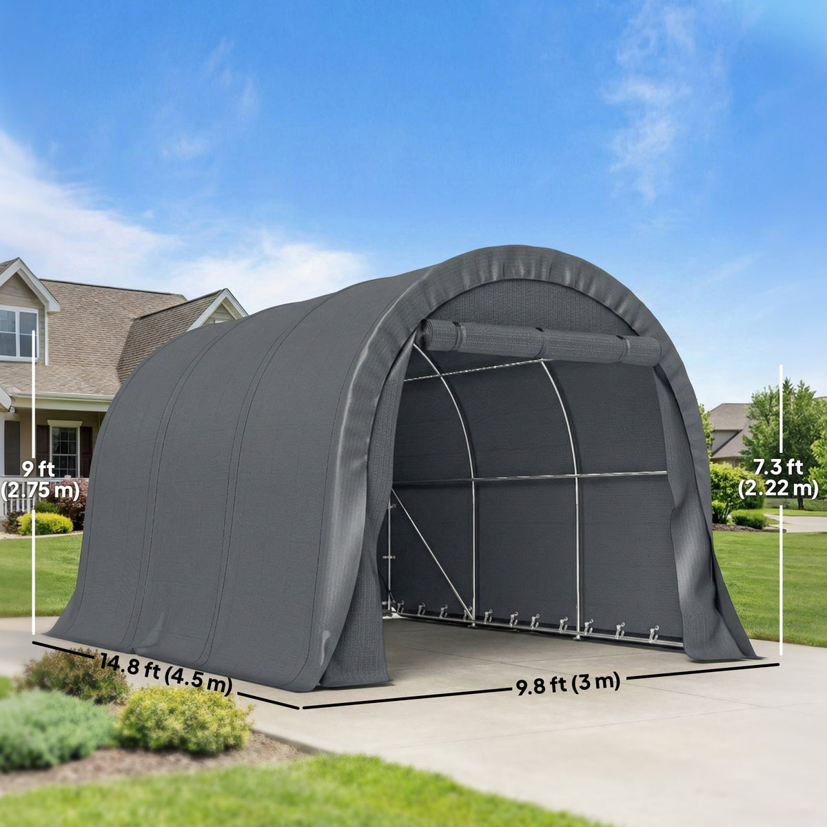 10' x 19' Heavy Duty Carport, Portable Garage Car Canopy Tent Shelter with Reinforced Galvanized Frame, Dark Grey