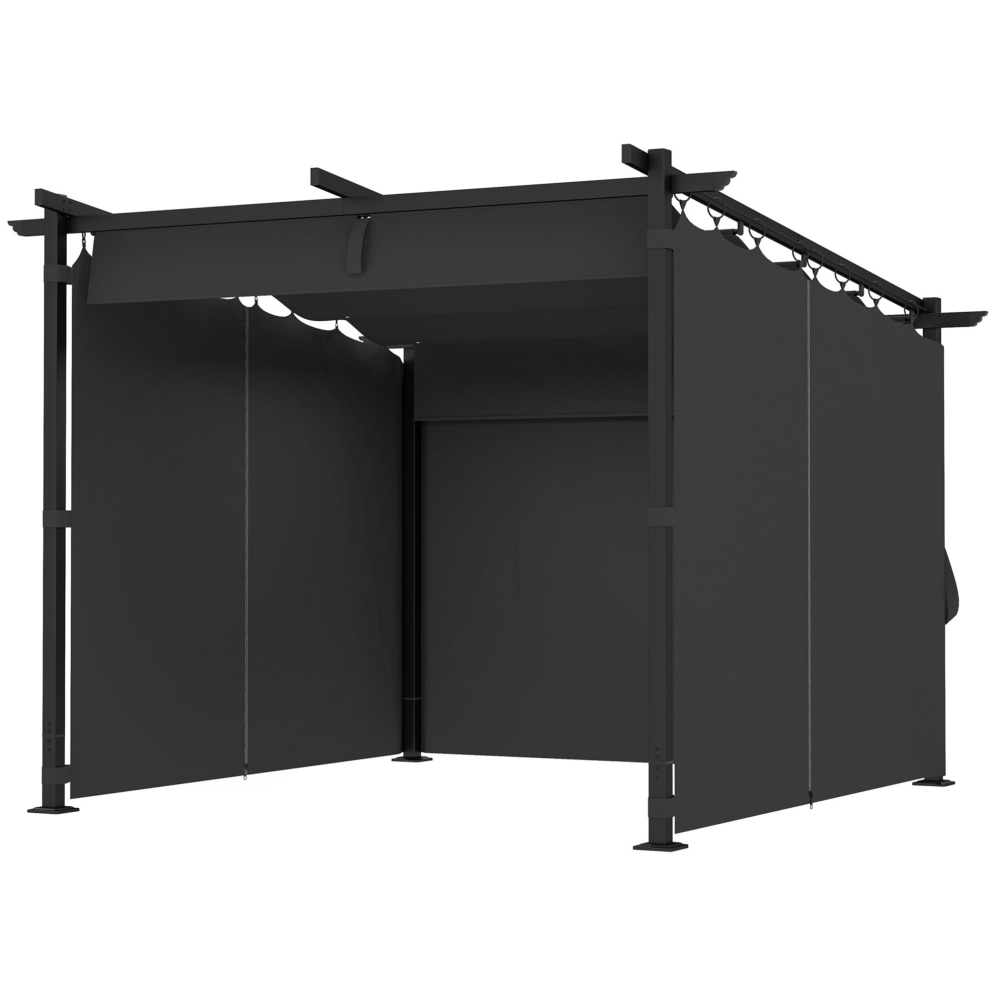 10' x 20' Metal Retractable Pergola Canopy with Sidewalls, Outdoor Gazebo UPF30+ Sun Shade Shelter for Garden, Deck