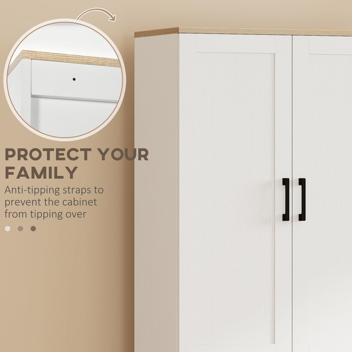 67" 4-Door Kitchen Pantry Cabinet, Freestanding Storage Cabinet Cupboard with Adjustable Shelves, White