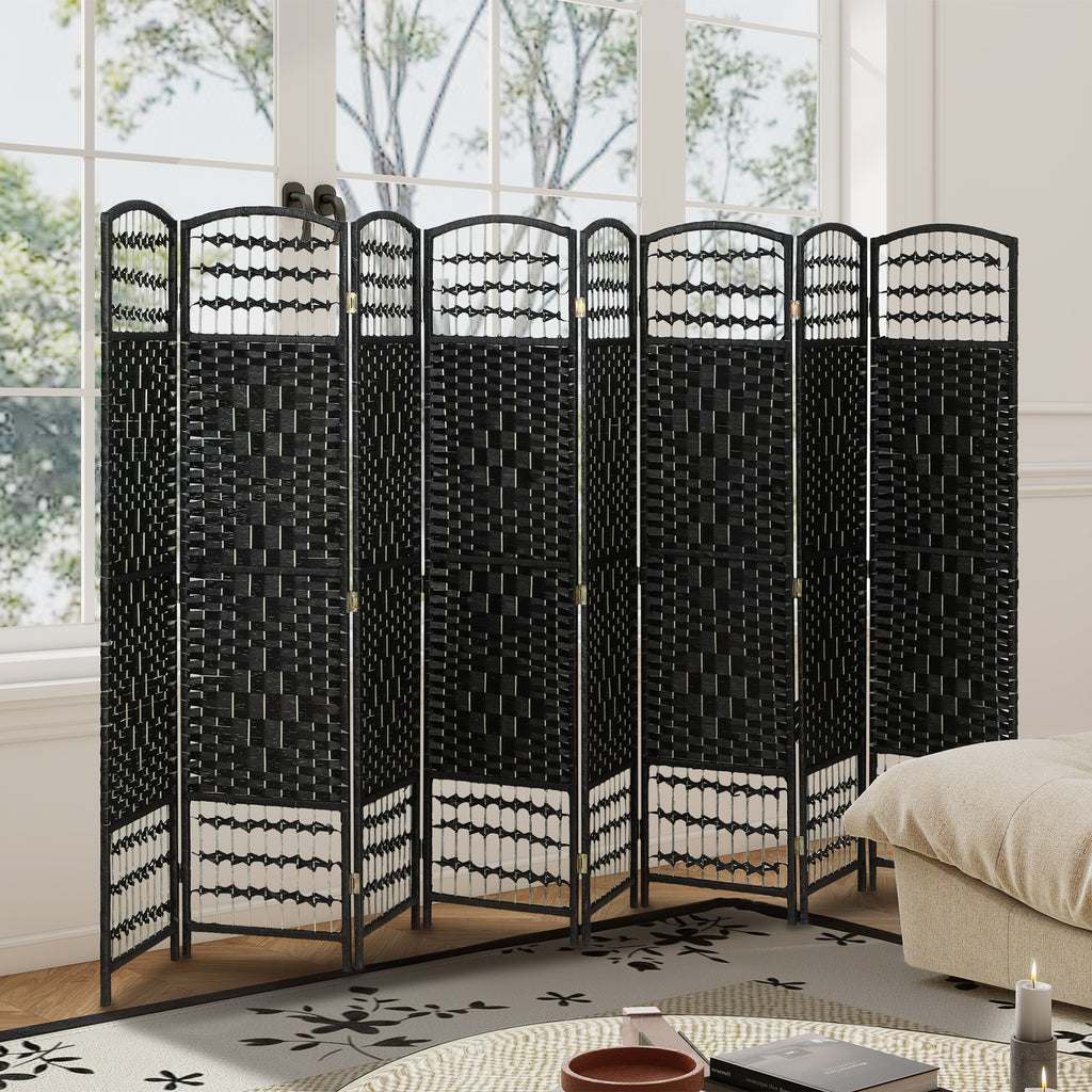 4 Panel Folding Room Divider, Portable Privacy Screen, Wave Fiber Room Partition for Home Office, White