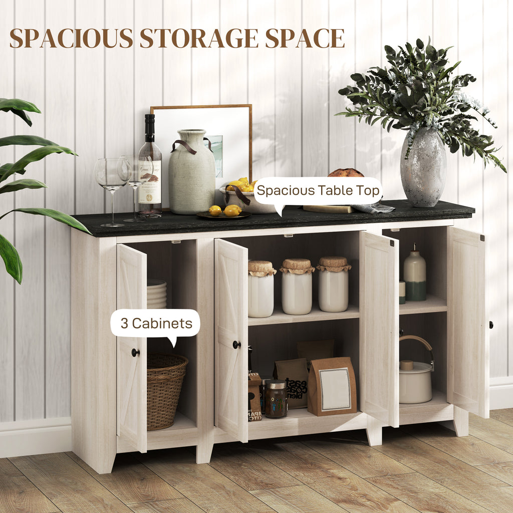 Rustic Sideboard, Buffet Cabinet with Adjustable Shelves for Living Room, Dining Room, Entryway, White Wood Grain