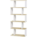 5-Tier Bookshelf, Geometric S Shaped Bookcase, Tall Narrow Display Shelf for for Living Room, Study Room, White