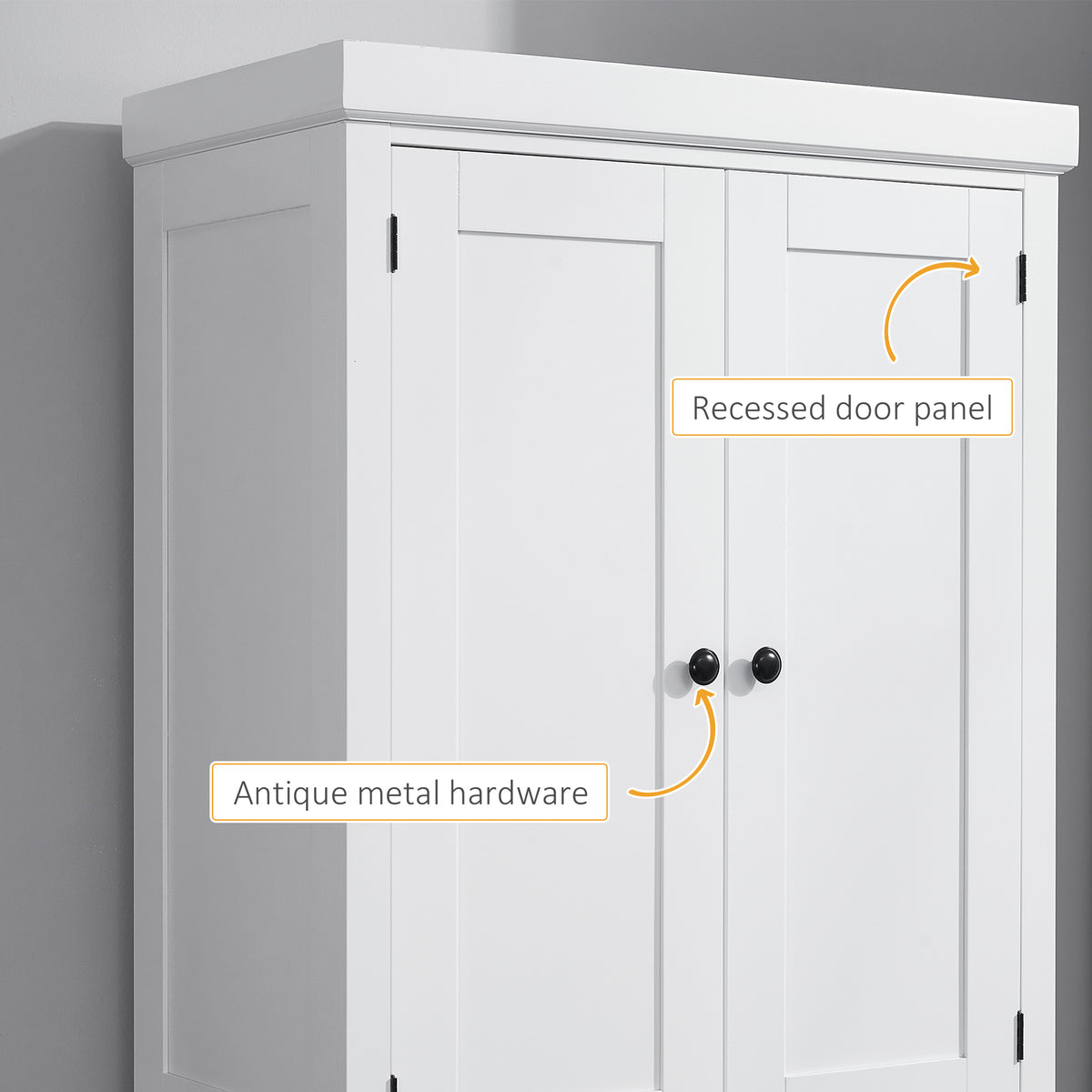 Long Standing Kitchen Cabinet w/ 2 Drawers MDF Board White