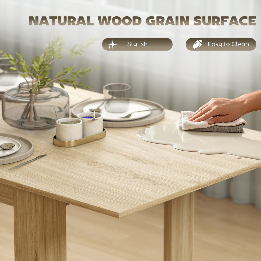 Modern Extendable Dining Table, 55.1 x 31.5 in, for 6-8 People, Expandable Dining Table for Kitchen, Natural Wood