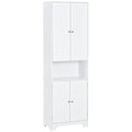 Tall Bathroom Storage Cabinet, Slim Bathroom Cabinet with 4 Shutter Doors and Adjustable Shelves, Toilet Vanity Cabinet, Narrow Organizer, White