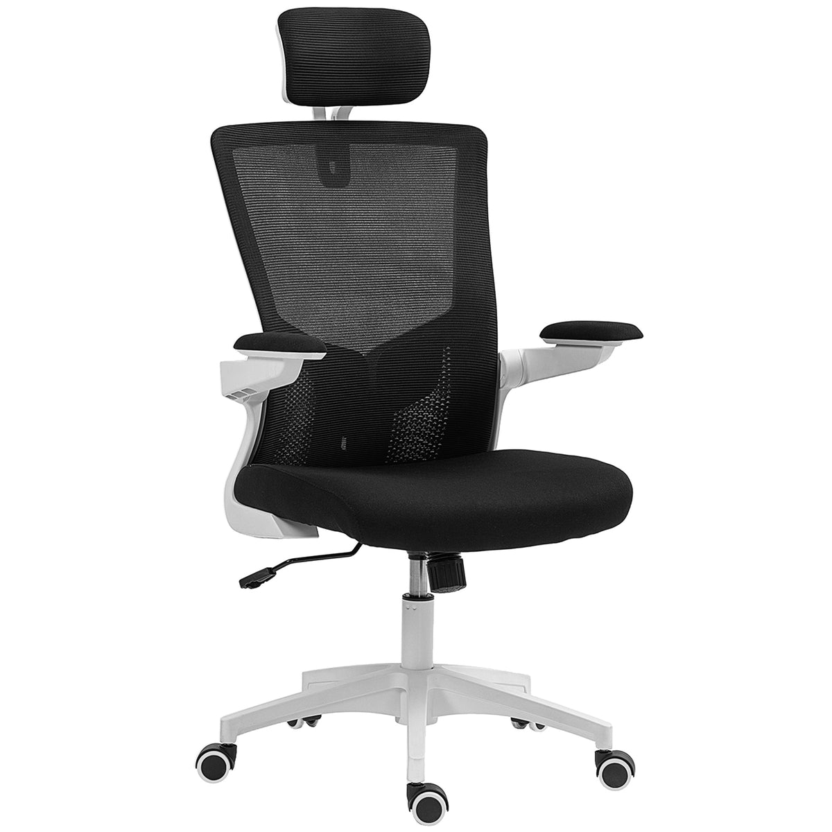 Ergonomic Office Chair, Swivel Desk Chair with Adjustable Lumbar Support, Headrest and Height, Flip-up Armrests, Grey