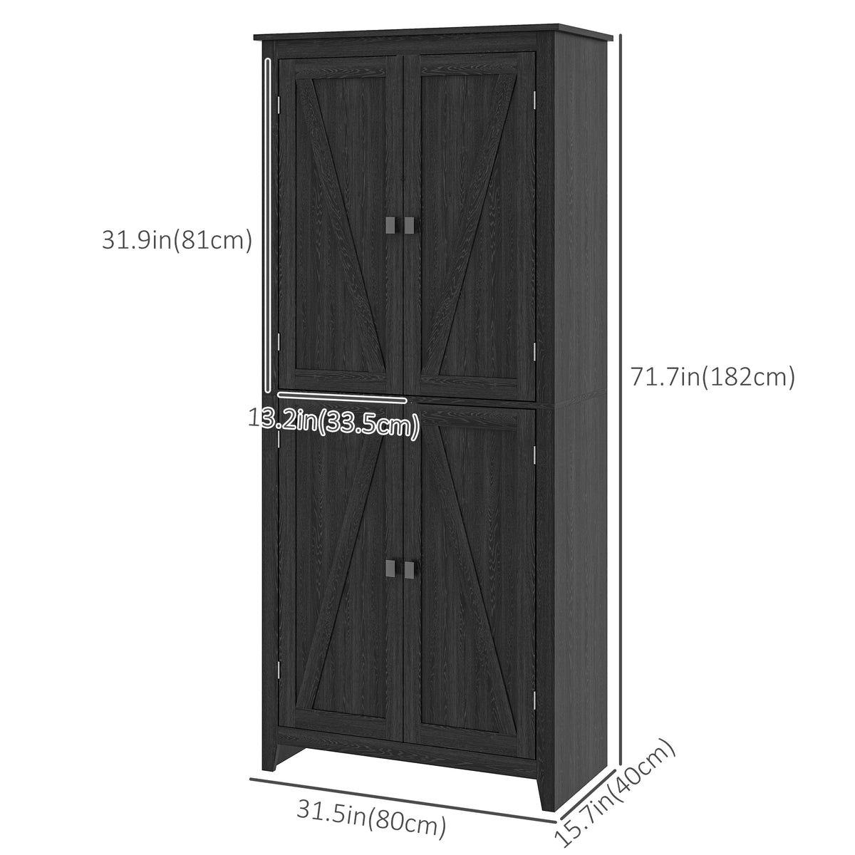 72" Freestanding Storage Cabinet, Kitchen Pantry Cabinet with Doors and Shelves for Dining Room, White