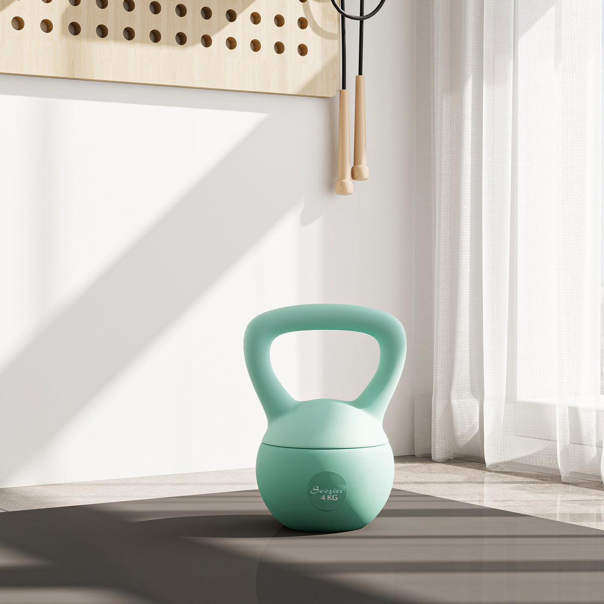 Soozier 13 رطل دمبل كيتل بيل ناعم، وزن مملوء بالرمل مع مقبض، وزن كيتل بيل للتمرين لكامل الجسم، أخضر