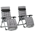 Folding Garden Chairs Set of 2, Reclining Zero Gravity Chair, Sun Lounger with Cushion and Headrest, Dark Grey