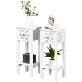 Nightstand Set of 2 with Drawer and Open Storage Shelf White