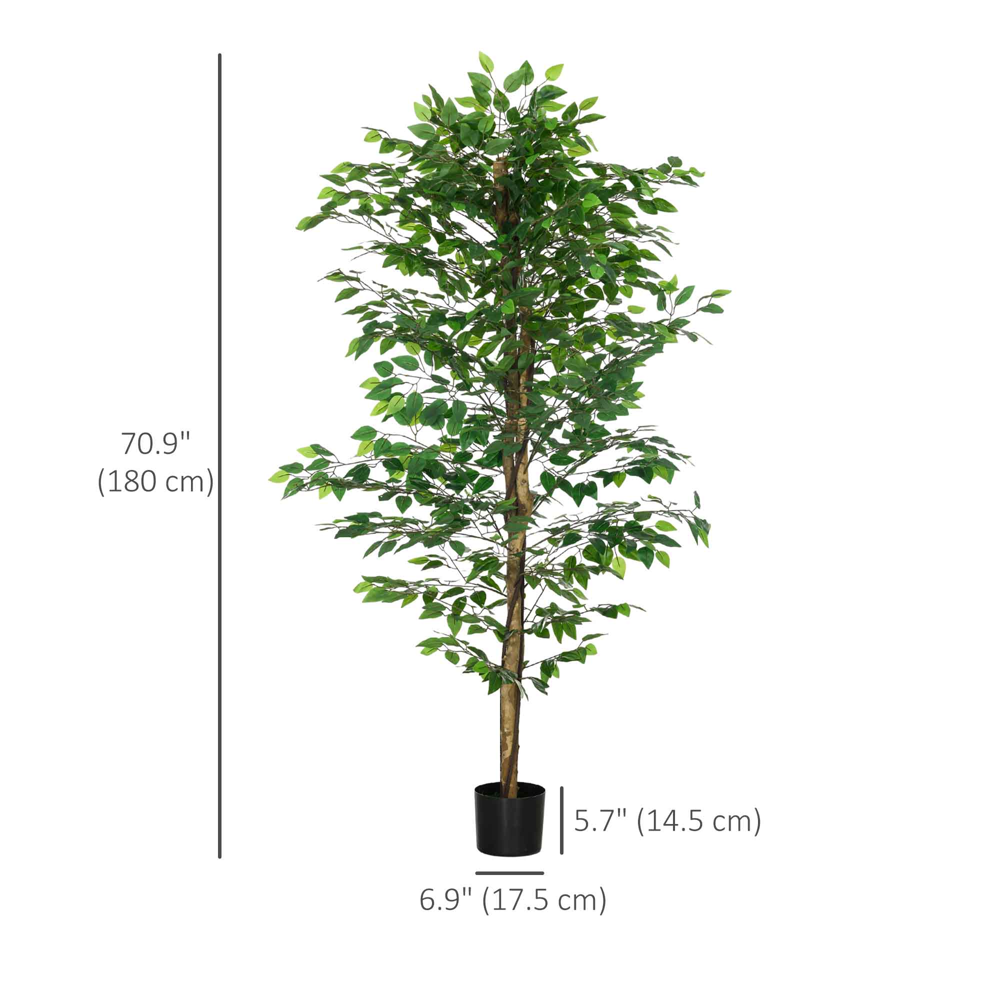 6ft Artificial Trees Ficus, Indoor Fake Plant with Pot, for Home Decor