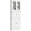 Freestanding Bathroom Cabinet with Glass/Louvred Doors, Tall Bathroom Cabinet for Kitchen, Study, Living Room