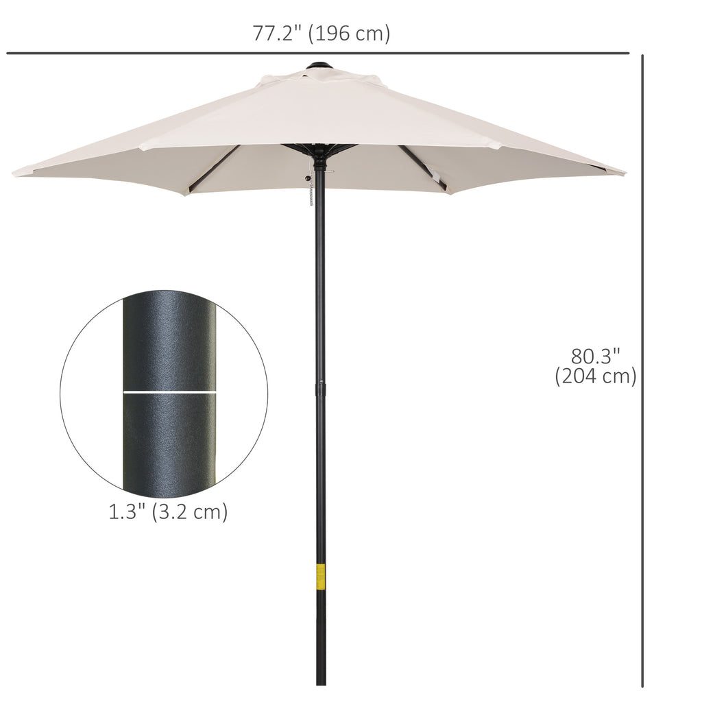 6.6FT Patio Umbrella, Outdoor Parasol with 6 Solid Ribs, Cream White