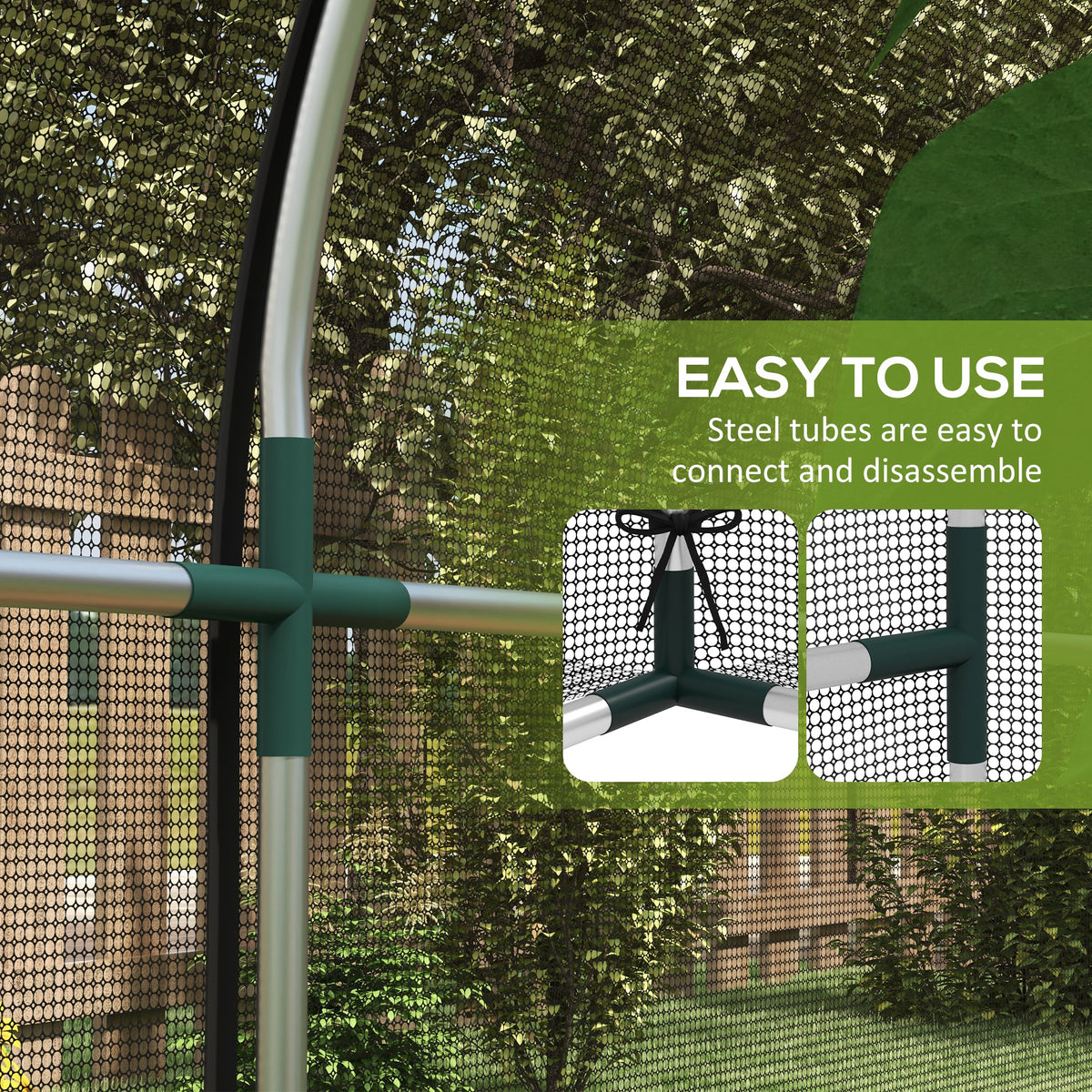 9.8' x 3.9' Crop Cage with Zipper Roll-Up Door, Mesh Plant Protection Tent from Animals with Galvanised Steel Frame