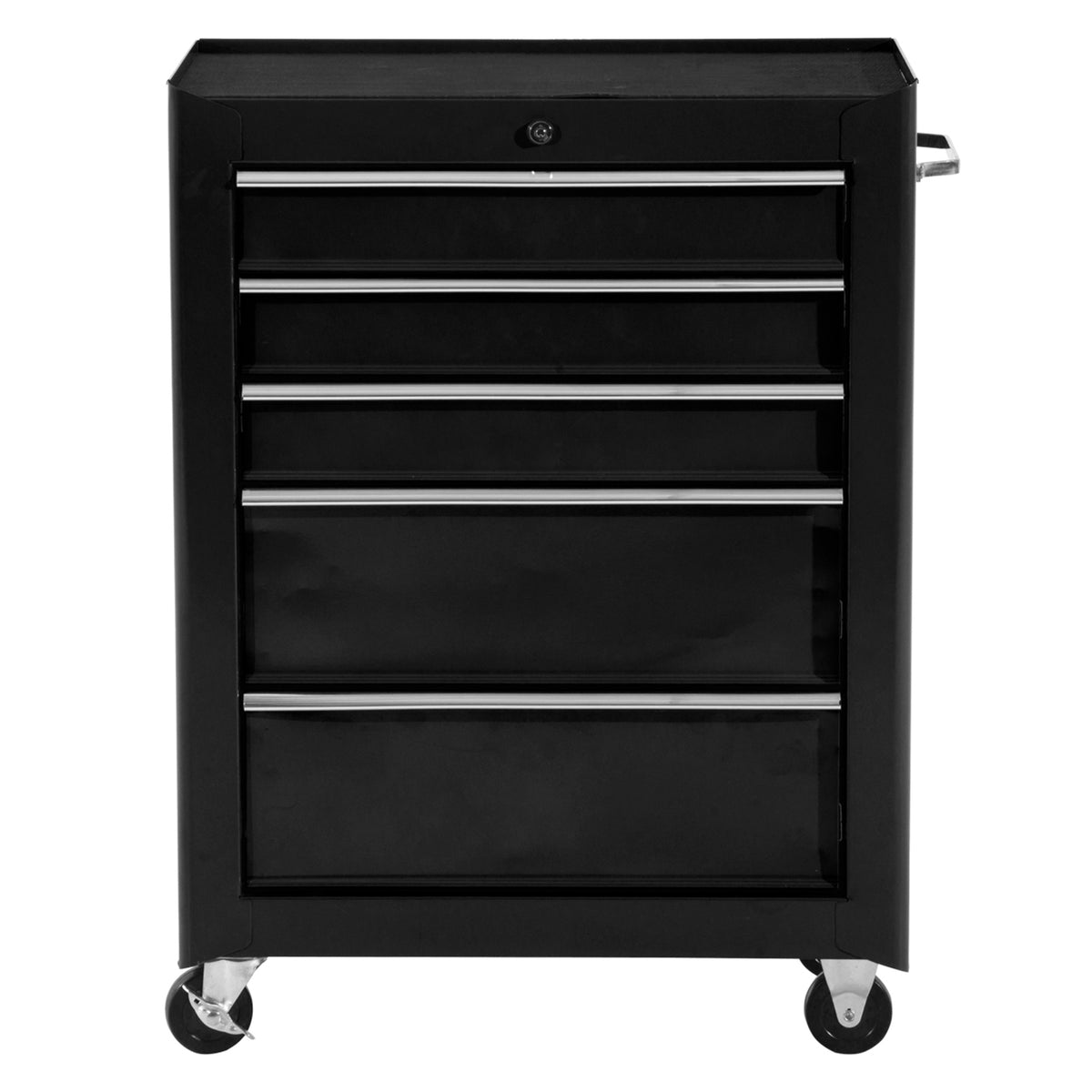 5-Drawer Rolling Tool Cabinet on Wheels, Lockable Tool Chest, Tool Organizer for Garage, Factory and Workshop, Black